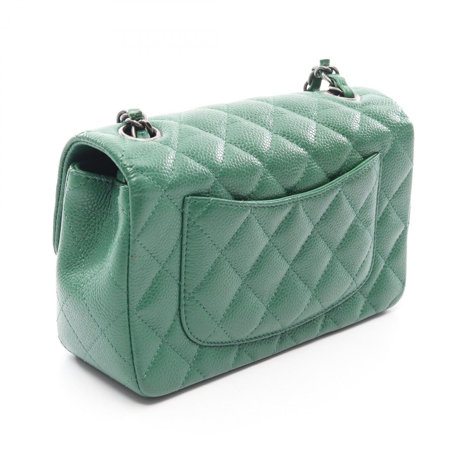 Chanel Shoulder Bag Mini Quilted 20 Green Caviar Leather Chain — view 2