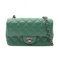 Chanel Shoulder Bag Mini Quilted 20 Green Caviar Leather Chain