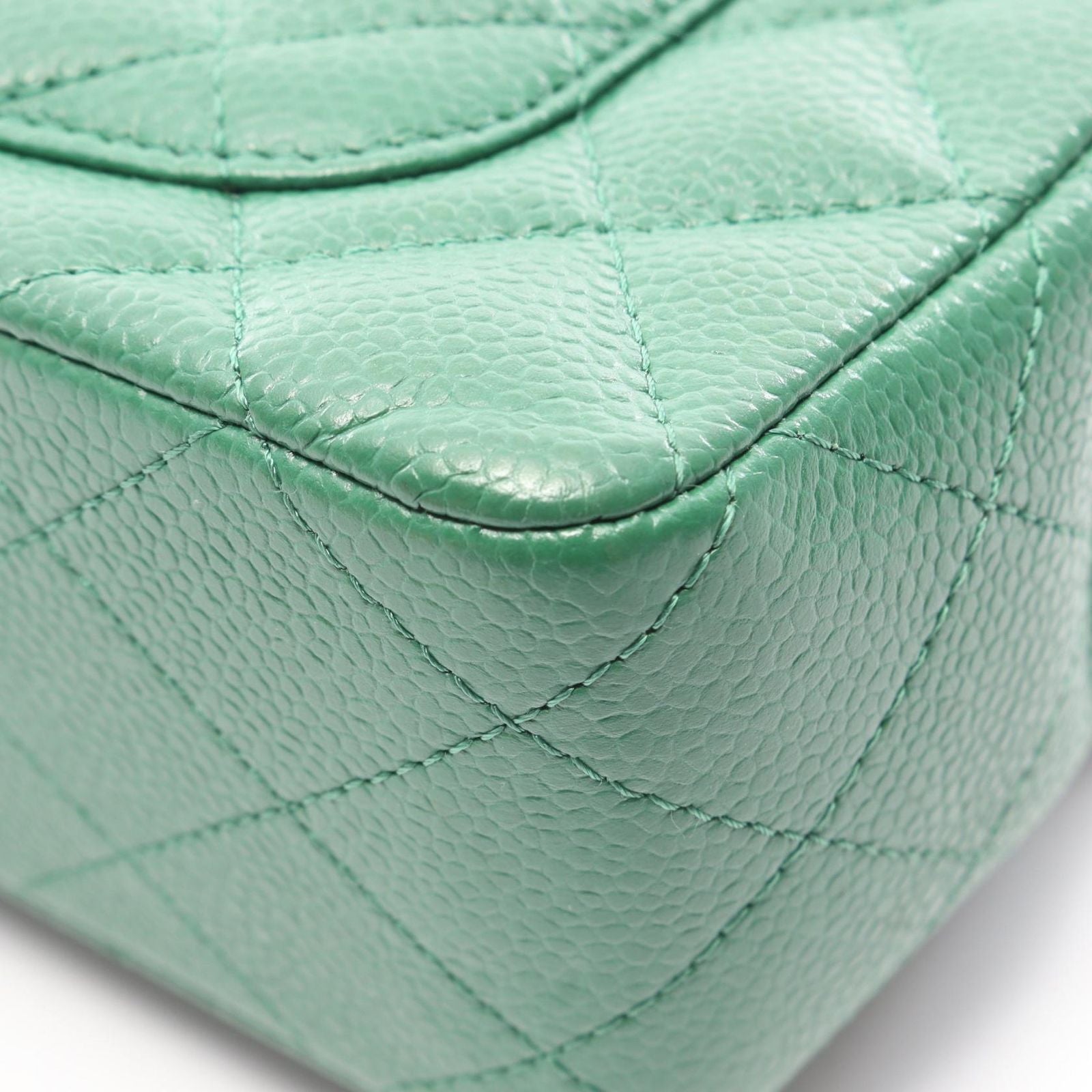 Chanel Shoulder Bag Mini Quilted 20 Green Caviar Leather Chain — view 9