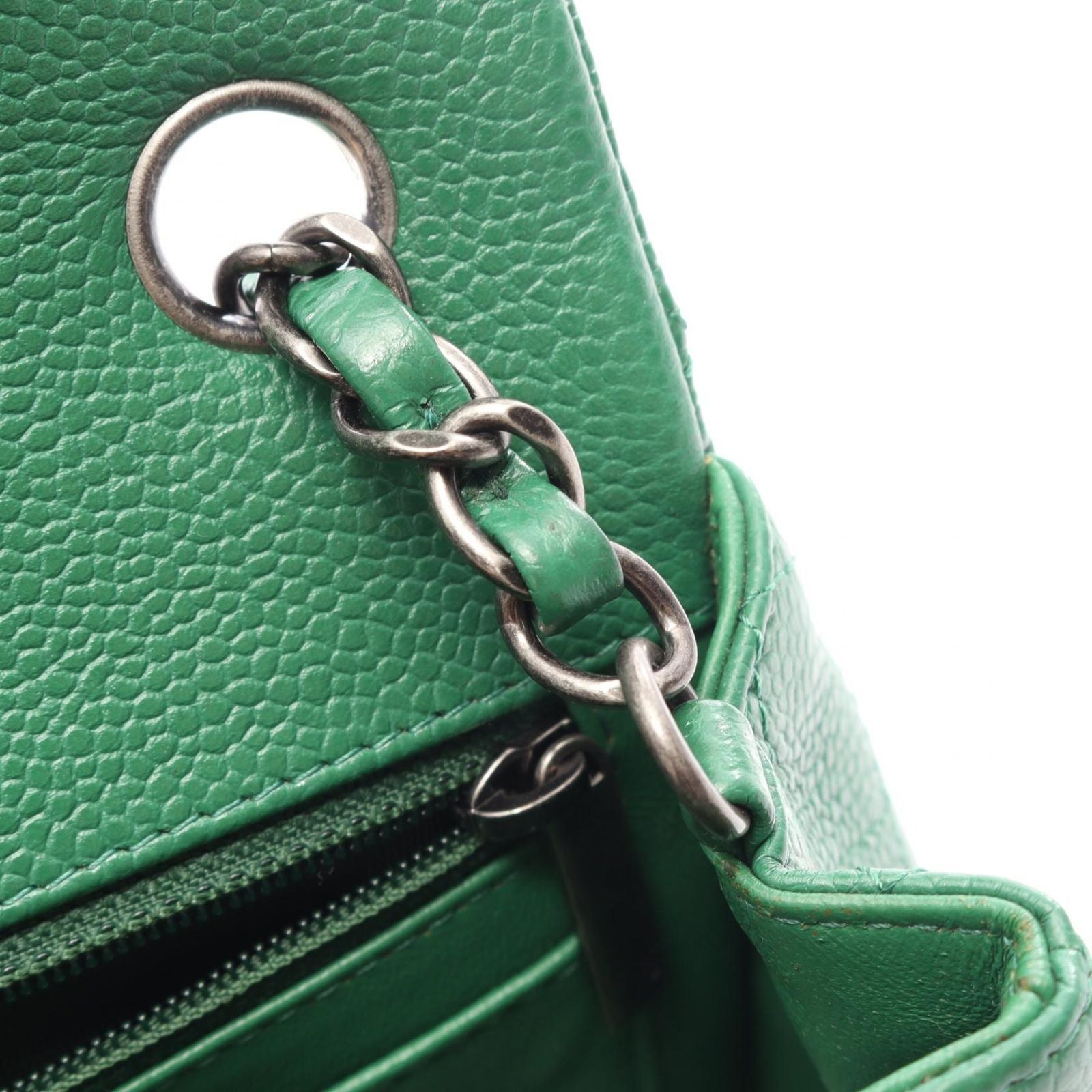 Chanel Shoulder Bag Mini Quilted 20 Green Caviar Leather Chain — view 7