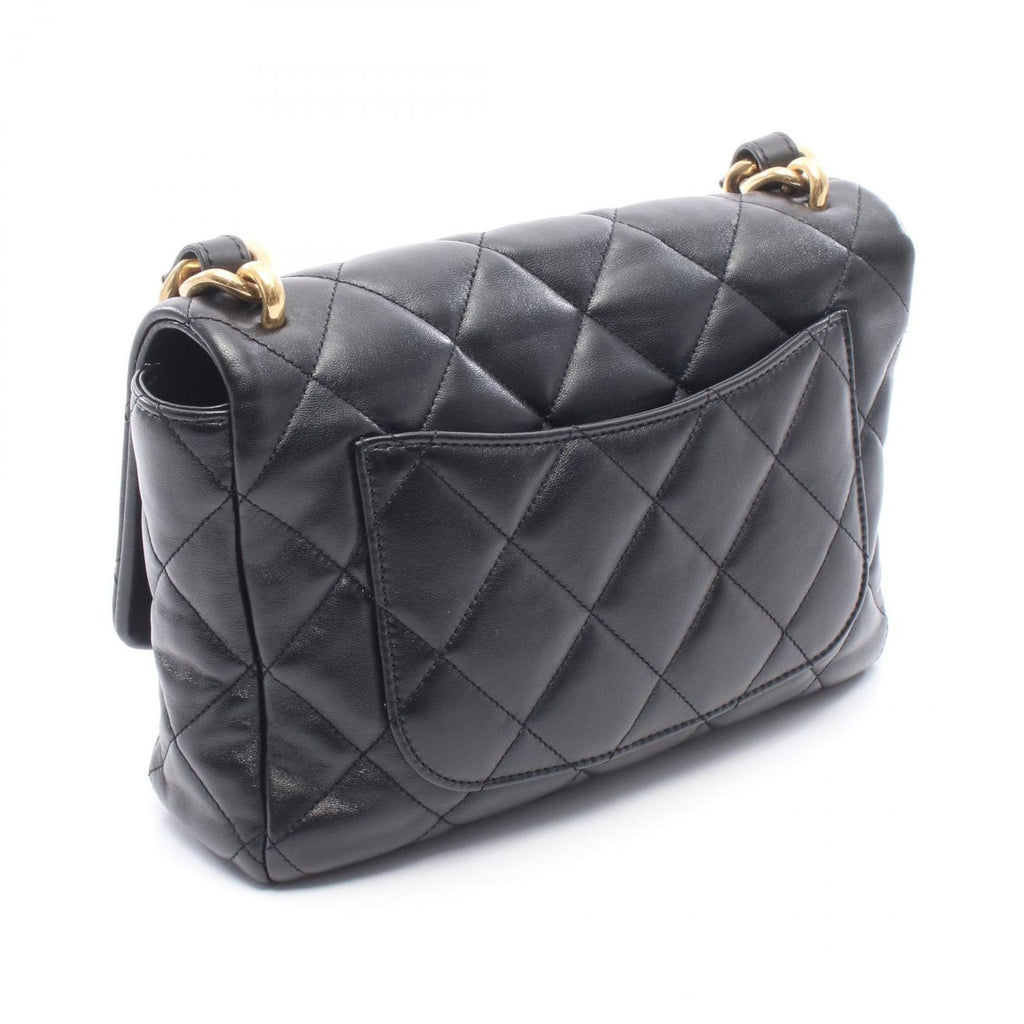Chanel Shoulder Bag Large Flap Quilted Black Leather Chain — view 2