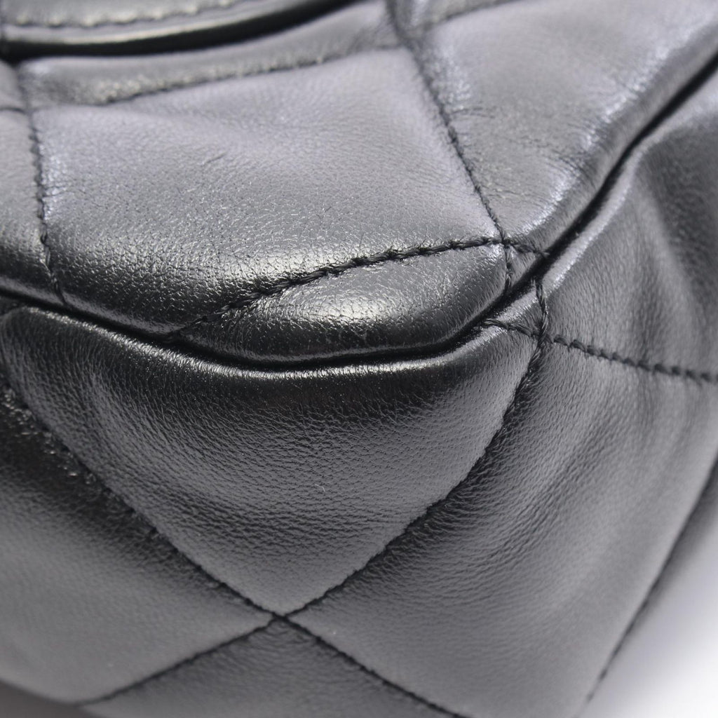 Chanel Shoulder Bag Large Flap Quilted Black Leather Chain — view 8