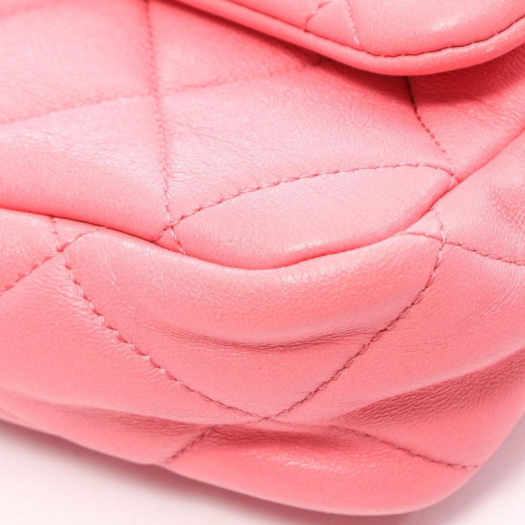 Chanel Shoulder Bag Large Flap Quilted Pink Lambskin Chain — view 7