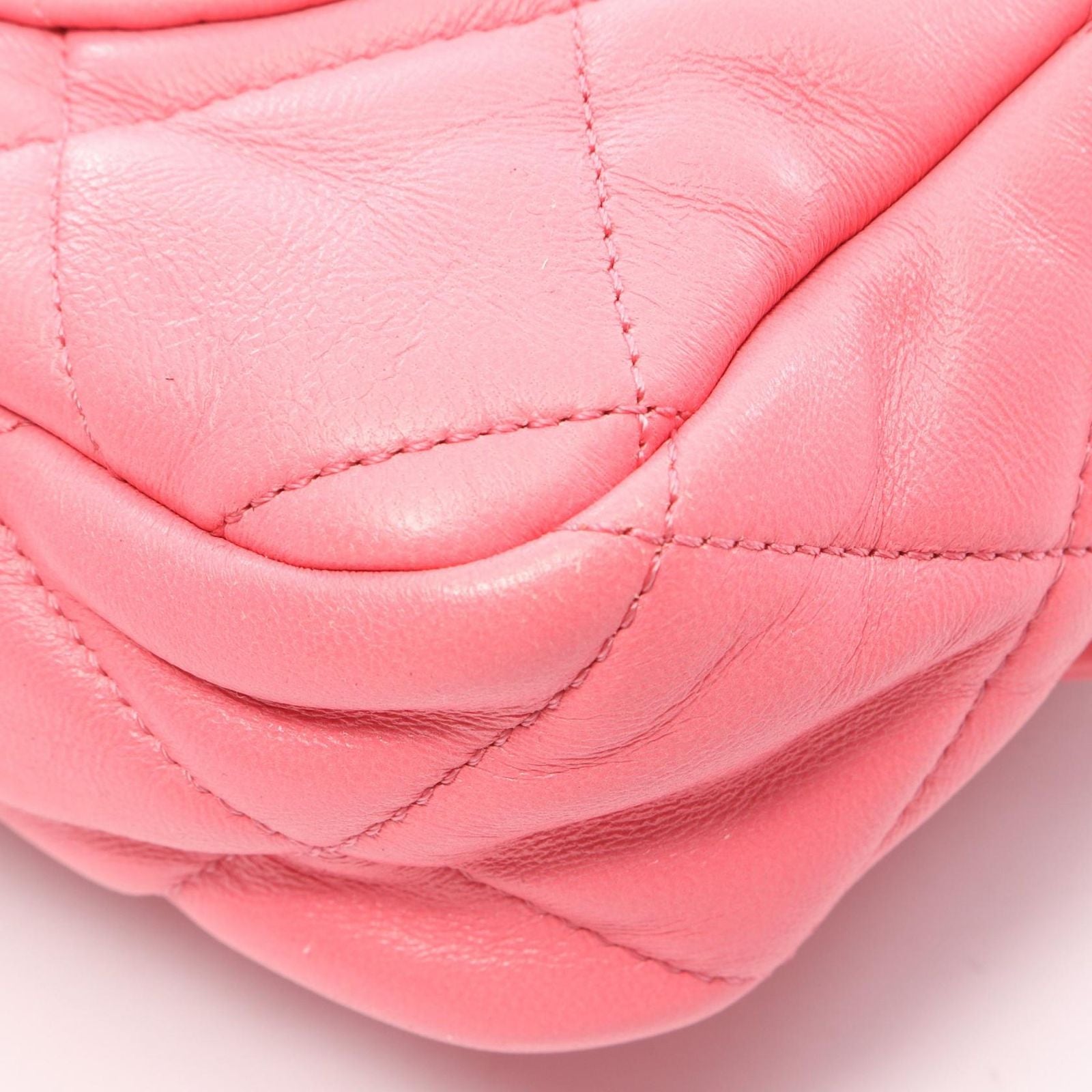 Chanel Shoulder Bag Large Flap Quilted Pink Lambskin Chain — view 8