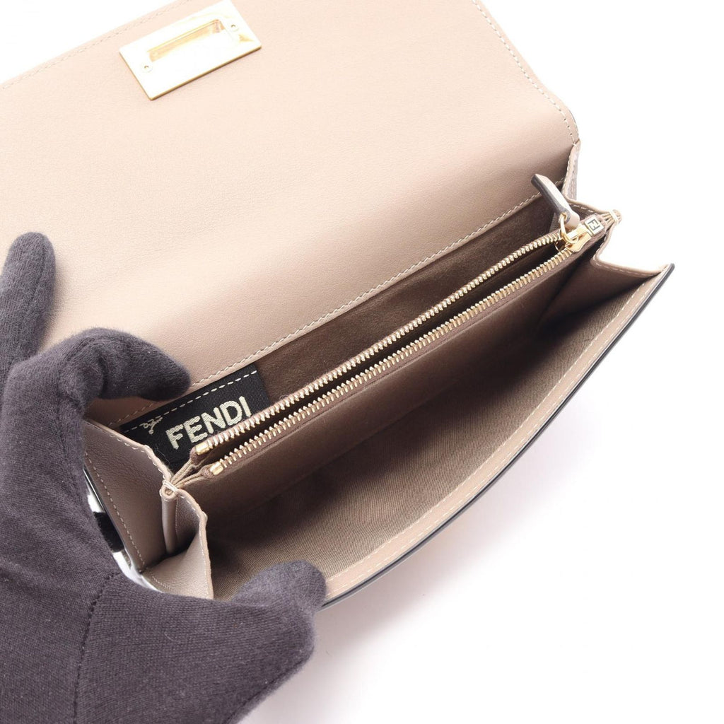 Fendi Bifold Wallet Peekaboo Selleria Gray Leather Hook — view 3