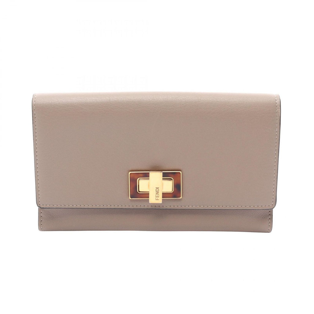 Fendi Bifold Wallet Peekaboo Selleria Gray Leather Hook