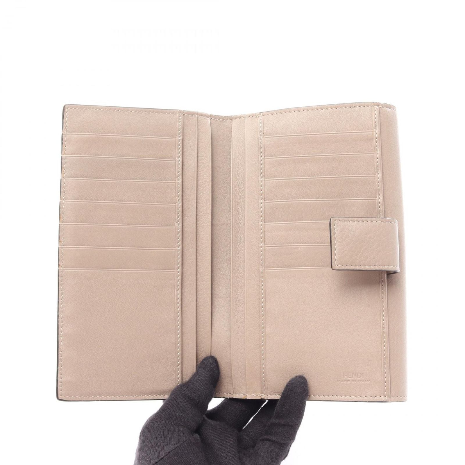 Fendi Bifold Wallet Peekaboo Selleria Gray Leather Hook — view 4