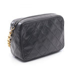 Chanel Shoulder Bag Quilted Fringe Mini Chain Black Lambskin — view 2