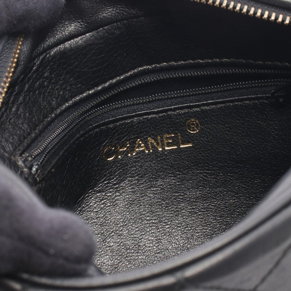 Chanel Shoulder Bag Quilted Fringe Mini Chain Black Lambskin — view 4
