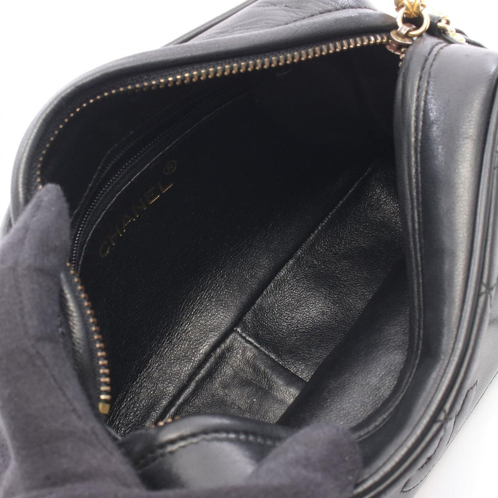 Chanel Shoulder Bag Quilted Fringe Mini Chain Black Lambskin — view 3