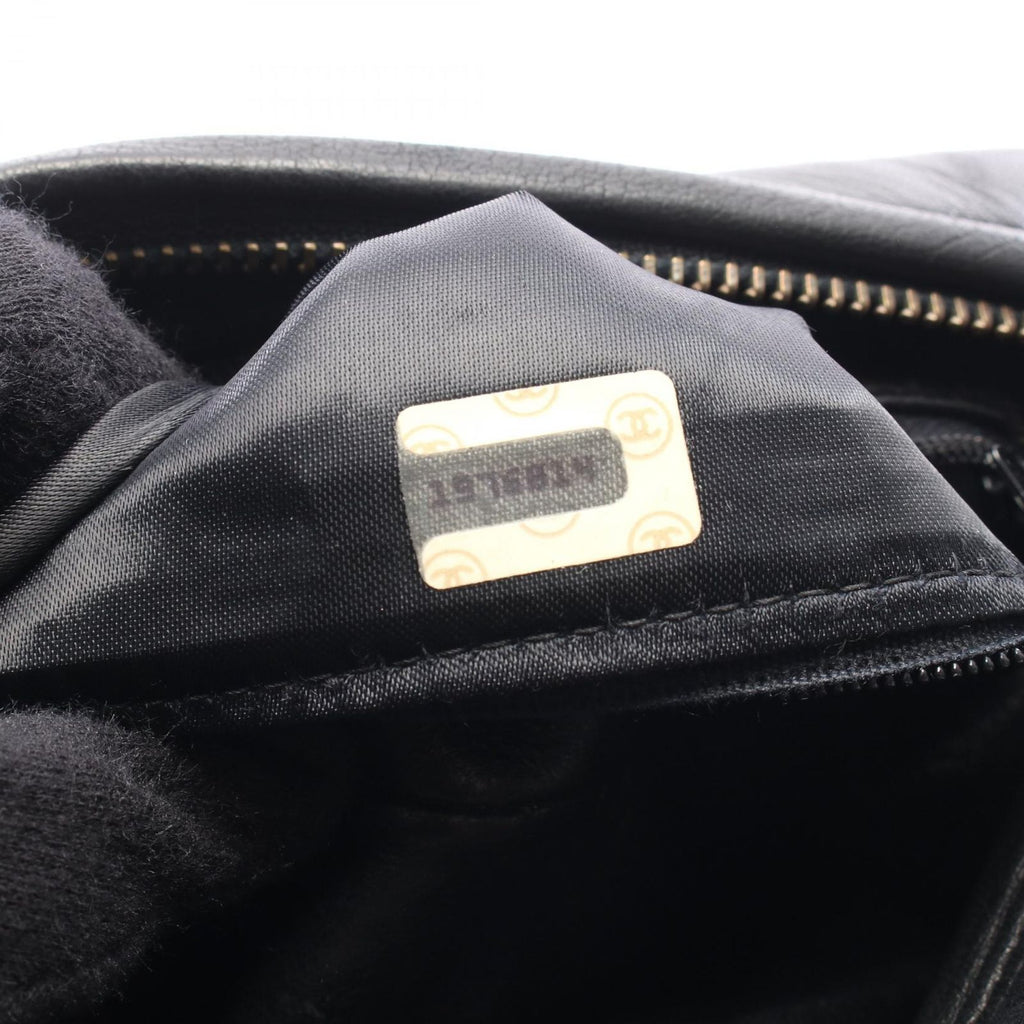Chanel Shoulder Bag Quilted Fringe Mini Chain Black Lambskin — view 5
