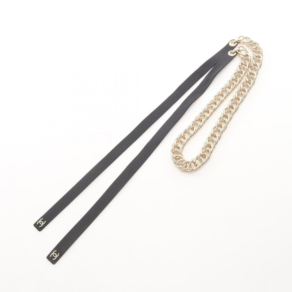 Chanel Belt CC Logo Ribbon Chain Leather — view 2