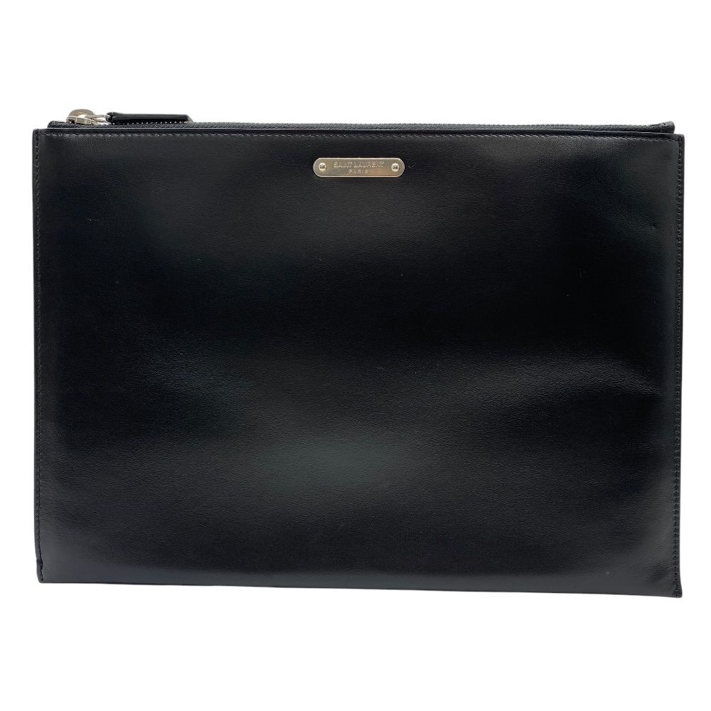 Saint Laurent Clutch Leather Black Practical
