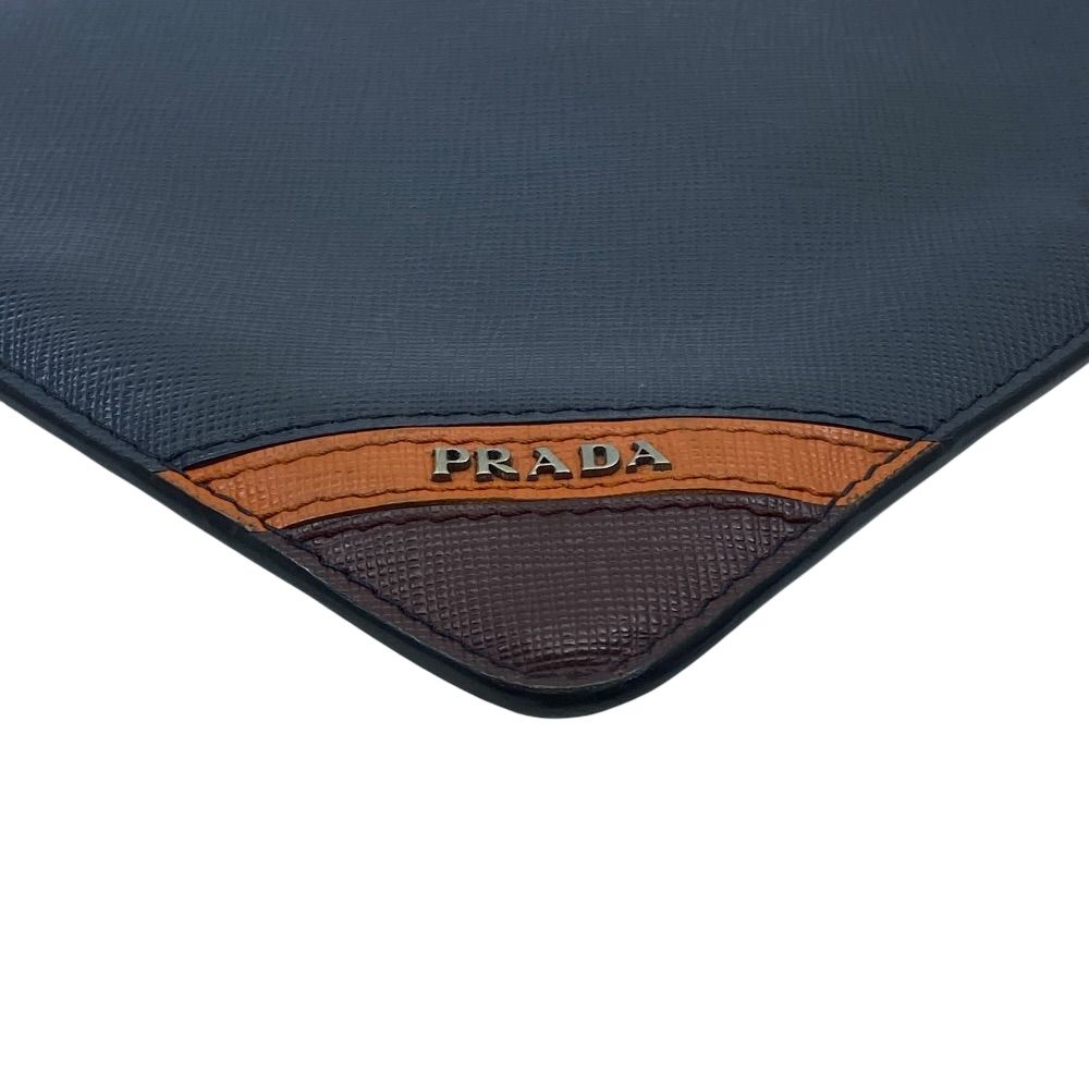 Prada Clutch Pouch Saffiano Leather Navy Practical — view 2