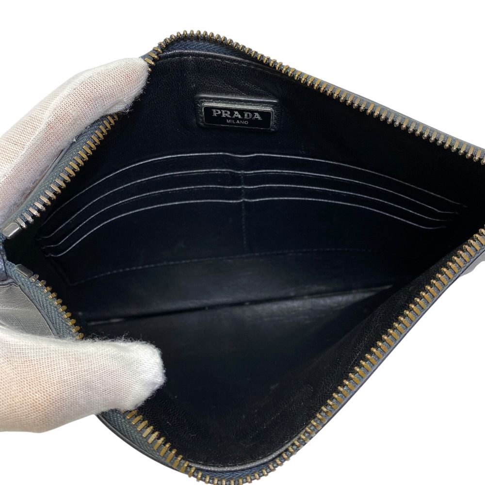 Prada Clutch Pouch Saffiano Leather Navy Practical — view 3