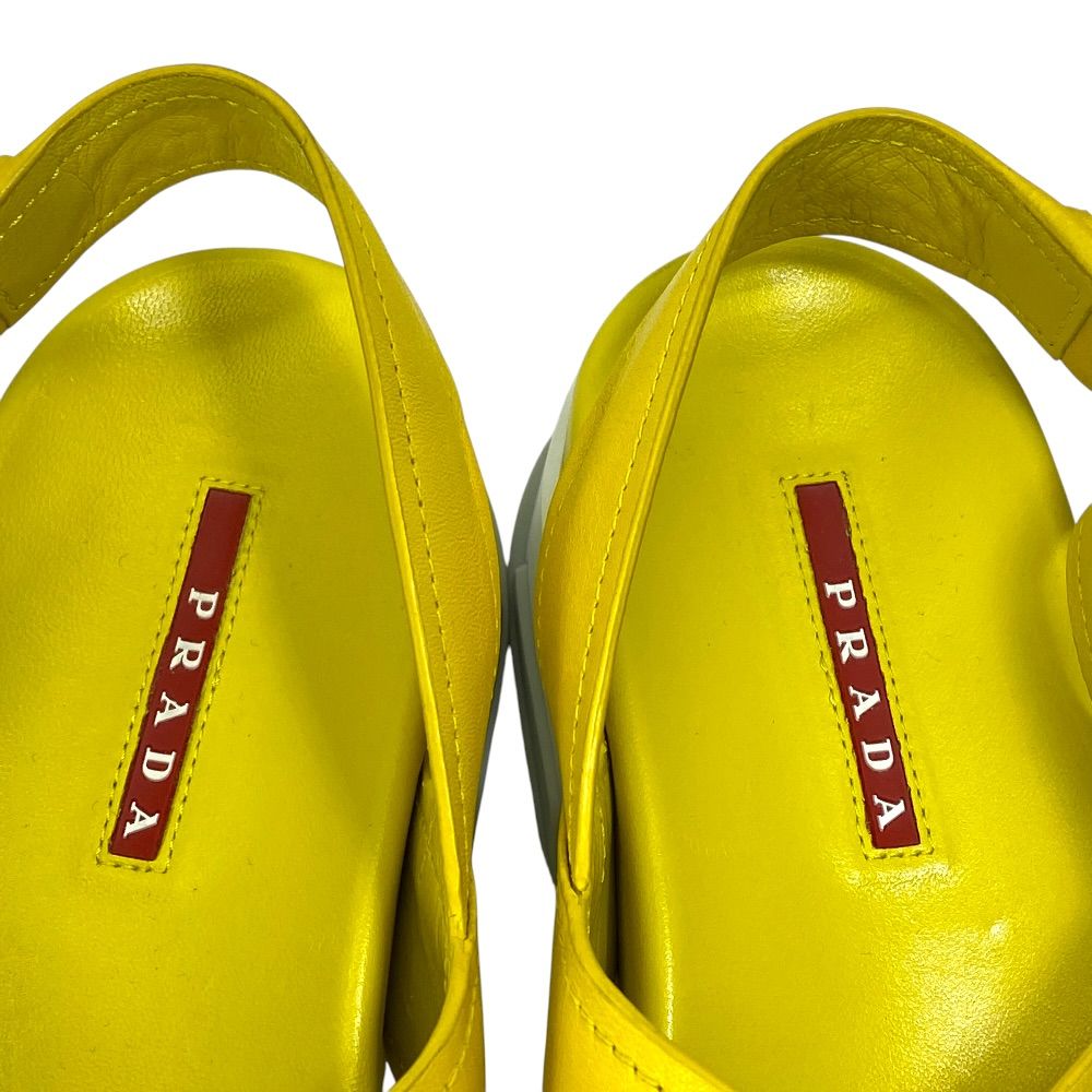 Prada Cross Strap Sports Sandals Thick Sole Leather Yellow Active Mode Light — view 7