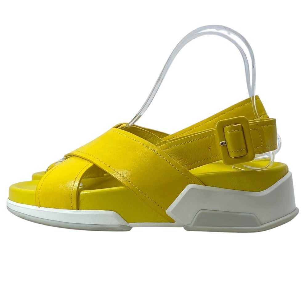 Prada Cross Strap Sports Sandals Thick Sole Leather Yellow Active Mode Light — view 5
