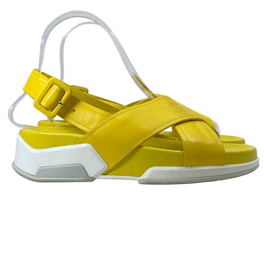 Prada Cross Strap Sports Sandals Thick Sole Leather Yellow Active Mode Light — view 3