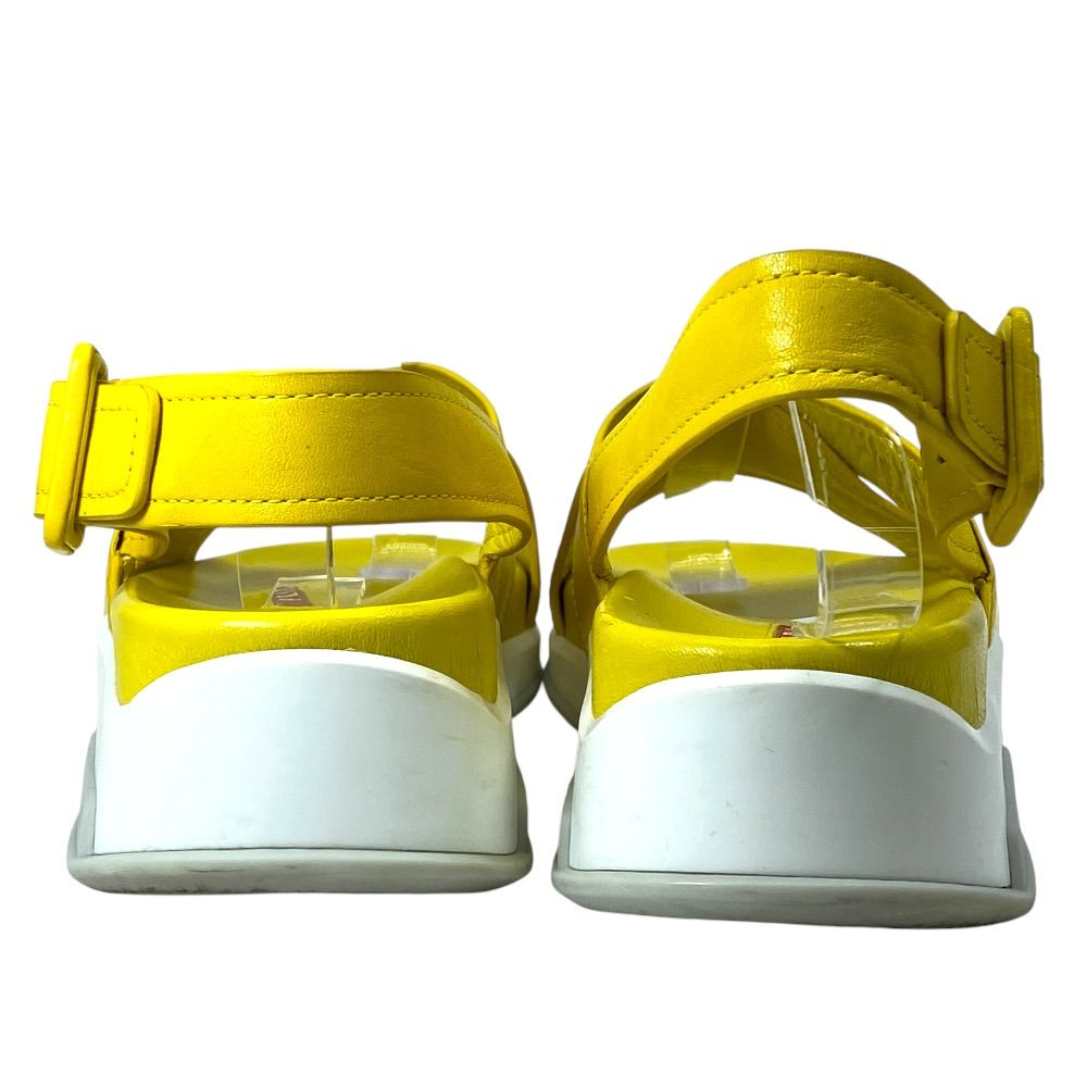 Prada Cross Strap Sports Sandals Thick Sole Leather Yellow Active Mode Light — view 4