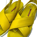 Prada Cross Strap Sports Sandals Thick Sole Leather Yellow Active Mode Light — view 6