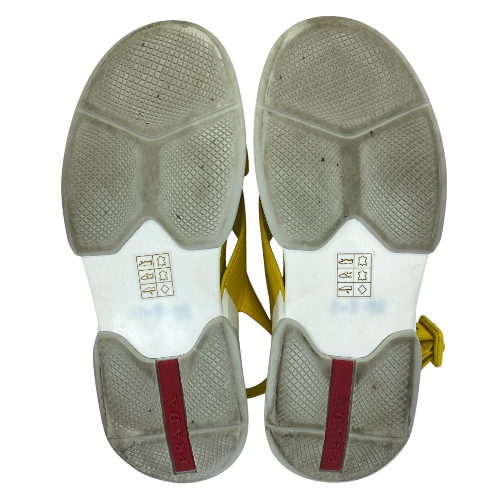 Prada Cross Strap Sports Sandals Thick Sole Leather Yellow Active Mode Light — view 9
