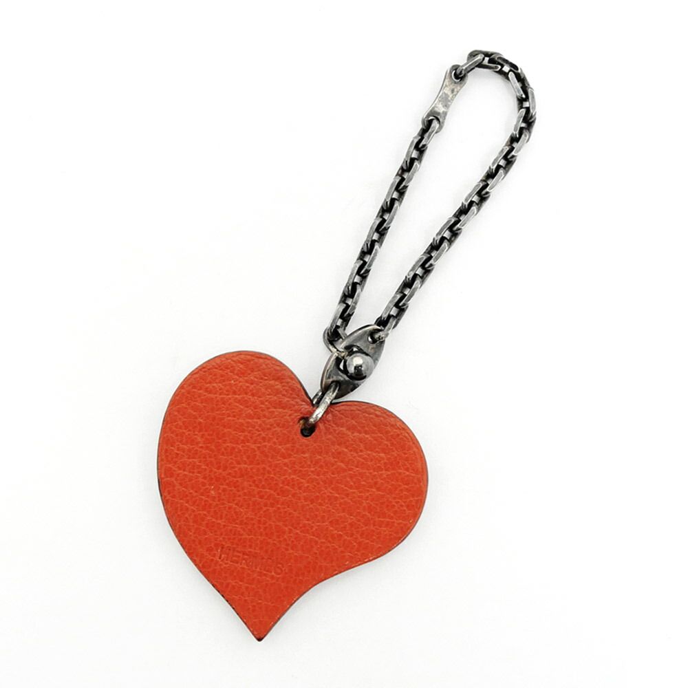 Hermes Bag Charm Heart Valentine's Day Limited Red Orange Key Holder — view 2
