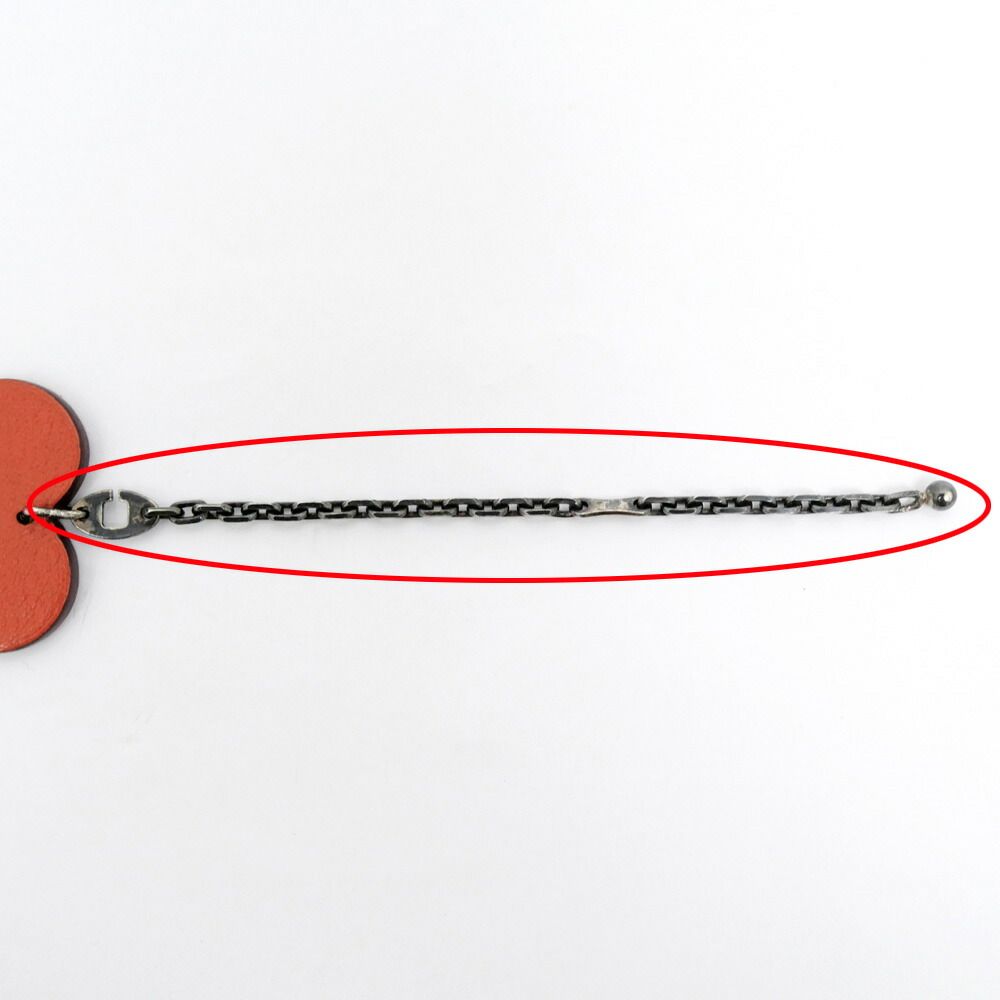Hermes Bag Charm Heart Valentine's Day Limited Red Orange Key Holder — view 6