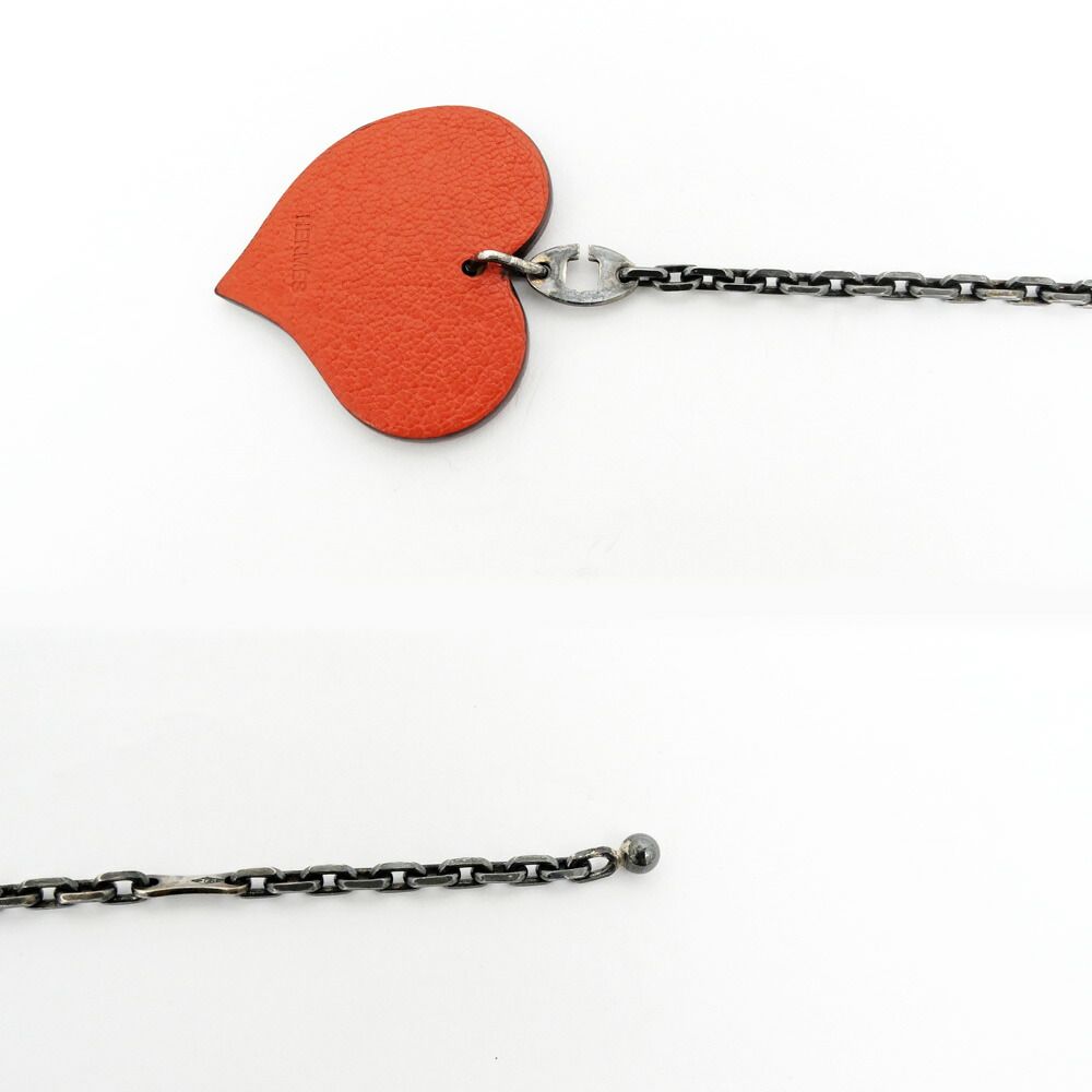 Hermes Bag Charm Heart Valentine's Day Limited Red Orange Key Holder — view 7