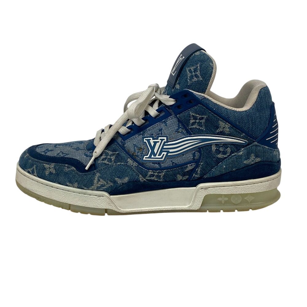 Louis Vuitton Monogram Denim LV Trainer Sneakers Blue