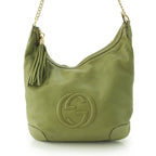Gucci Soho Leather Rocking Chain Shoulder Bag Green — view 2