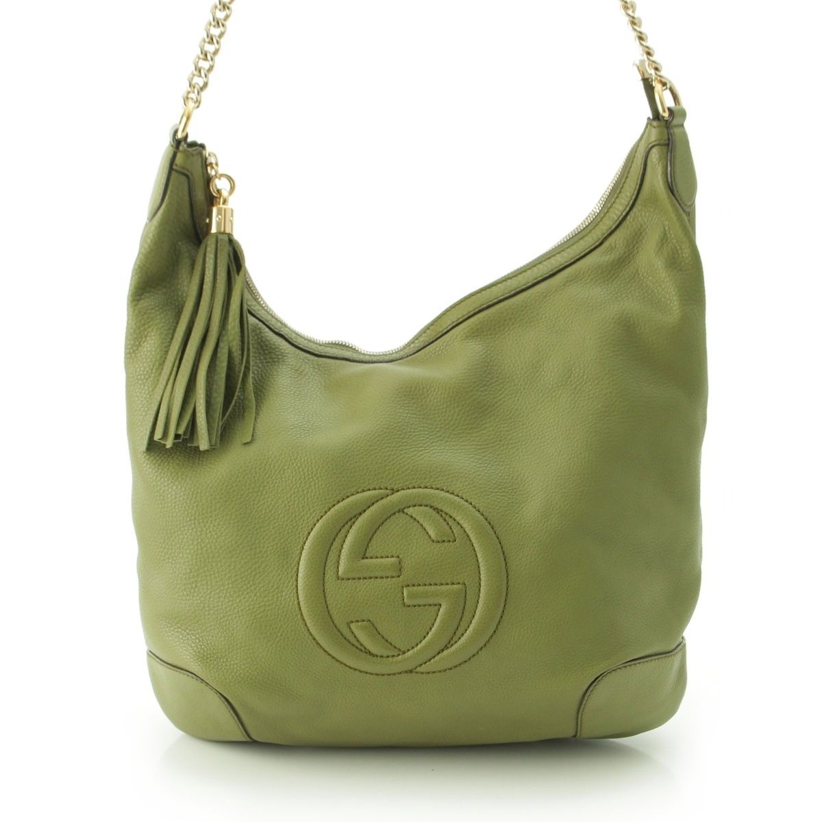 Gucci Soho Leather Rocking Chain Shoulder Bag Green — view 2