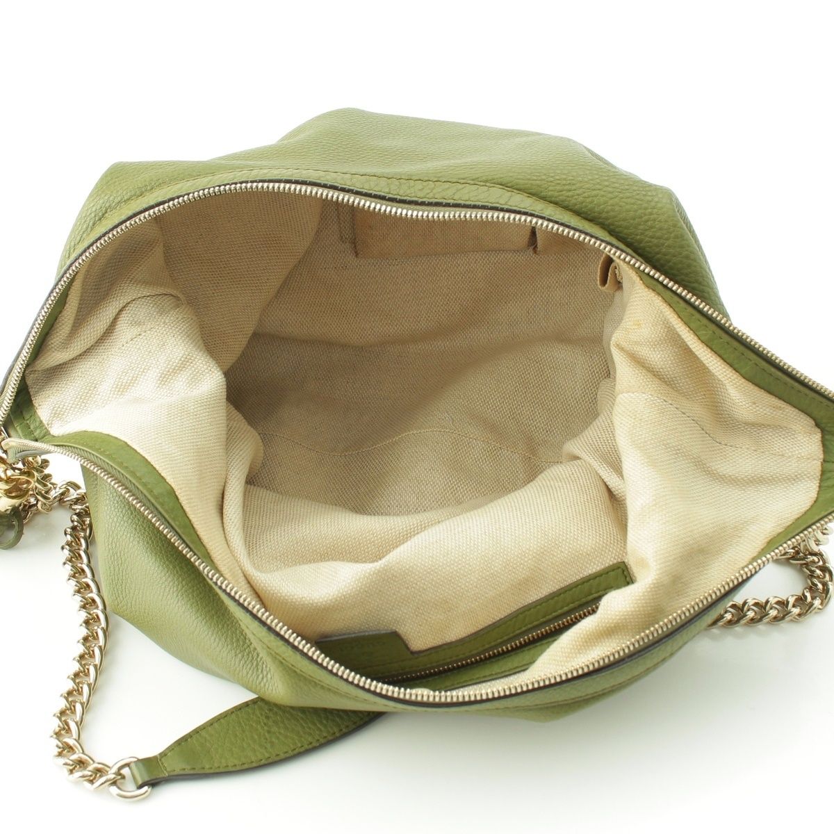 Gucci Soho Leather Rocking Chain Shoulder Bag Green — view 7