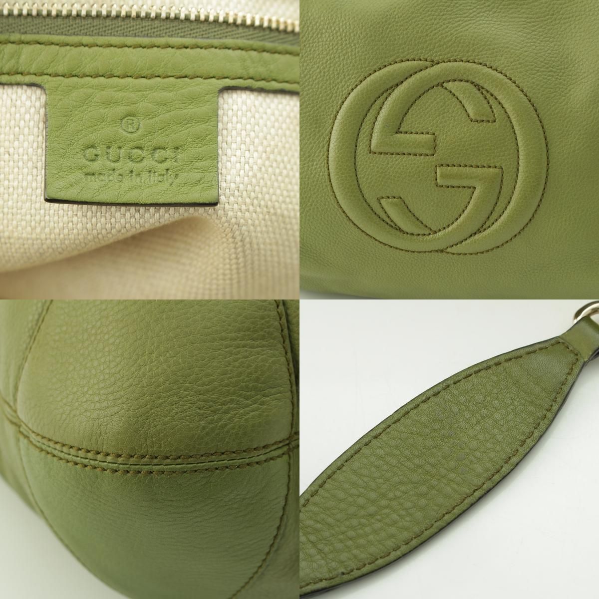 Gucci Soho Leather Rocking Chain Shoulder Bag Green — view 8
