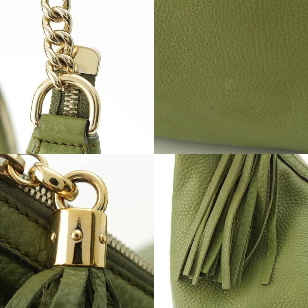 Gucci Soho Leather Rocking Chain Shoulder Bag Green — view 9
