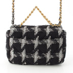 Chanel 19 Tweed Chain Shoulder Bag White Black Gold Silver — view 4