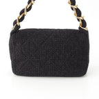 Chanel 25k Tweed Large Flap Chain Hobo Shoulder Bag Black Gold — view 5