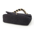 Chanel 25k Tweed Large Flap Chain Hobo Shoulder Bag Black Gold — view 6