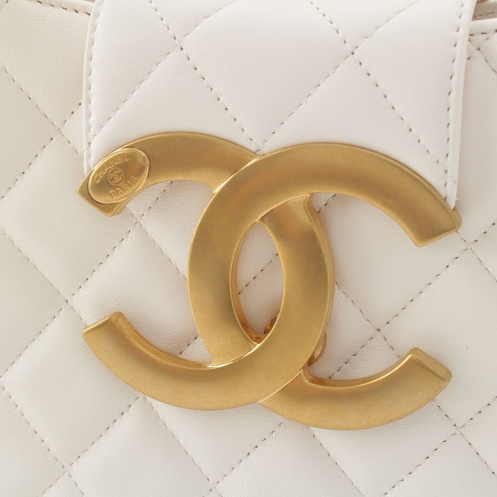 Chanel Lambskin Hobo with Gold White — view 9
