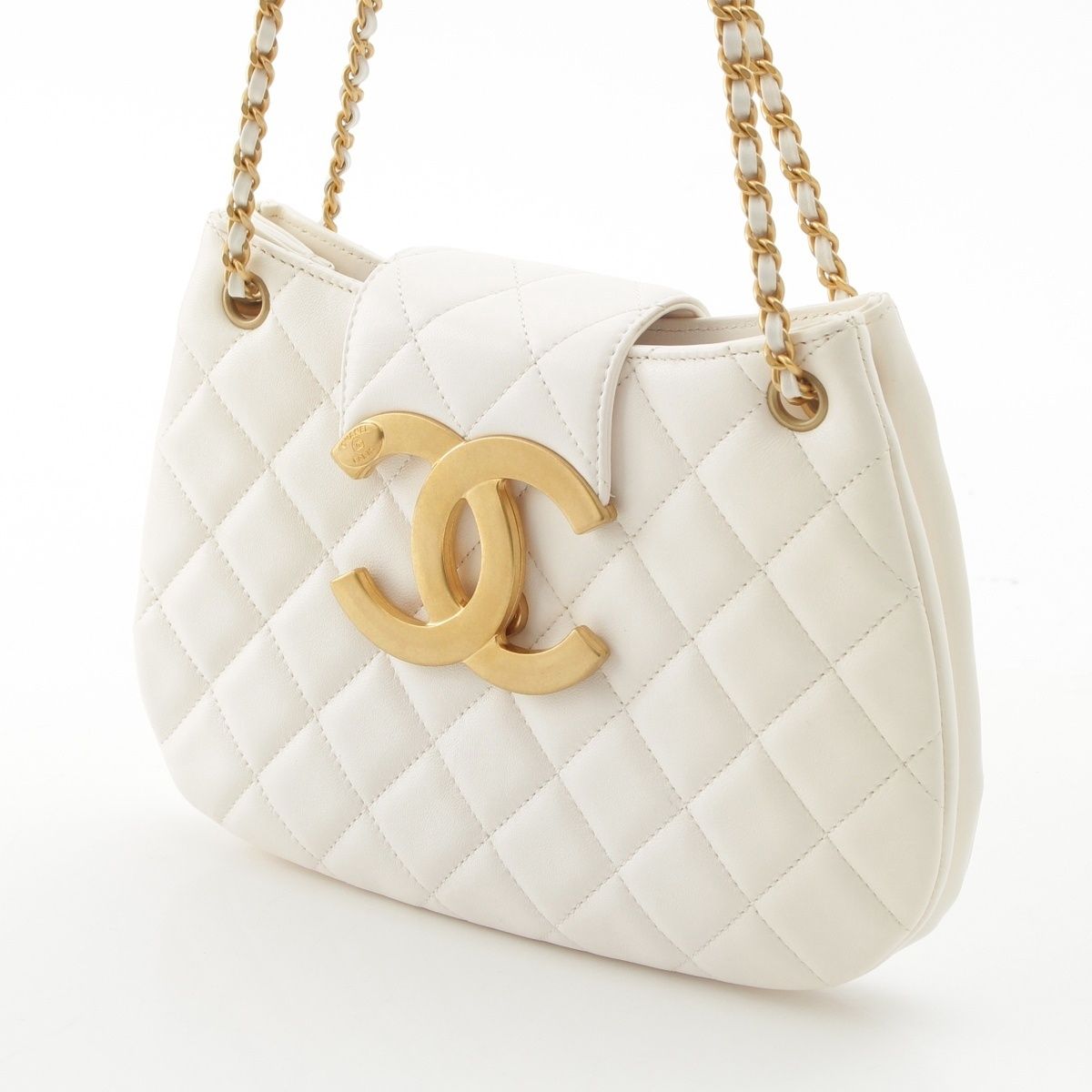 Chanel Lambskin Hobo with Gold White — view 3