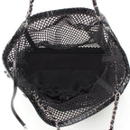 Chanel Mesh Patent Leather Quilted Single Flap Double Chain Set Tote Black — view 7