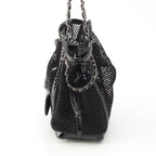 Chanel Mesh Patent Leather Quilted Single Flap Double Chain Set Tote Black — view 4