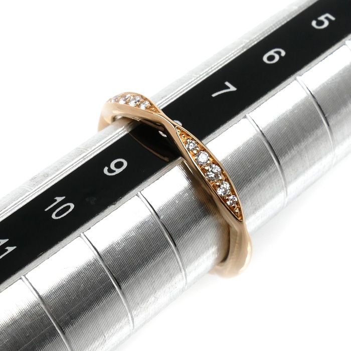 Chanel 18k Pink Gold Camellia Half Eternity Ring Diamond — view 6