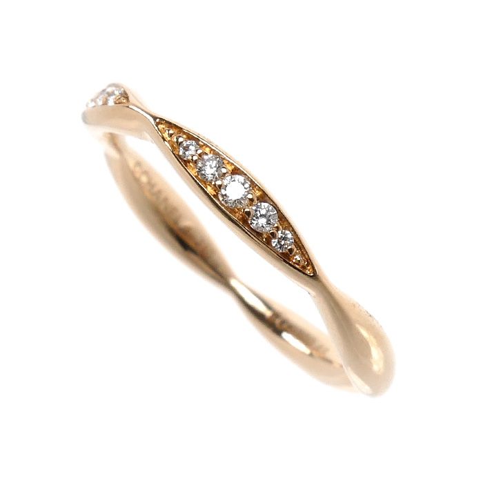 Chanel 18k Pink Gold Camellia Half Eternity Ring Diamond — view 2