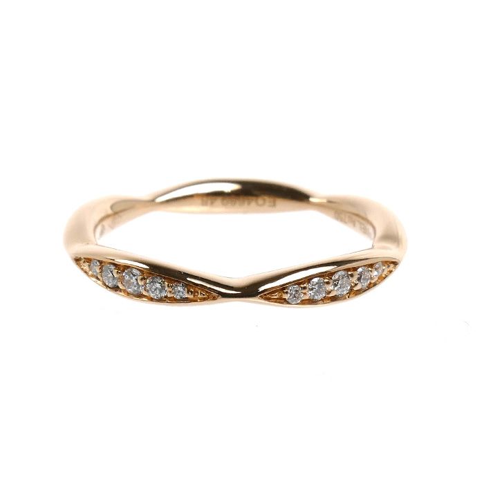 Chanel 18k Pink Gold Camellia Half Eternity Ring Diamond — view 3