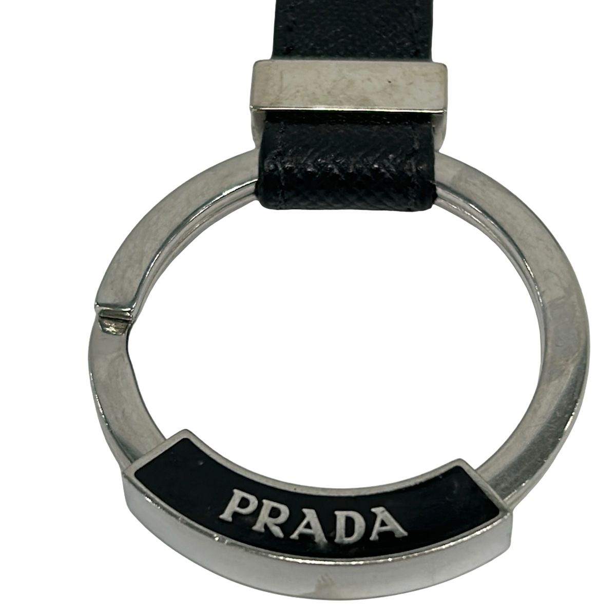 Prada Key Holder Black Silver Leather — view 4