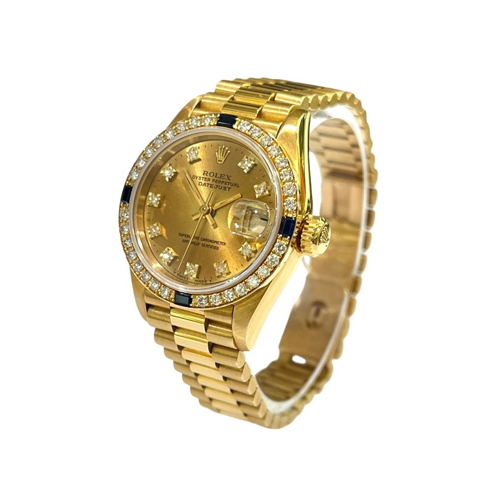 Rolex Watch Datejust Diamond Bezel Saffiano 18k Yellow Gold — view 2