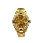 Rolex Watch Datejust Diamond Bezel Saffiano 18k Yellow Gold
