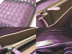 Bottega Veneta Zip Around Wallet Purple Intrecciato Leather Ribbon Rope — view 4