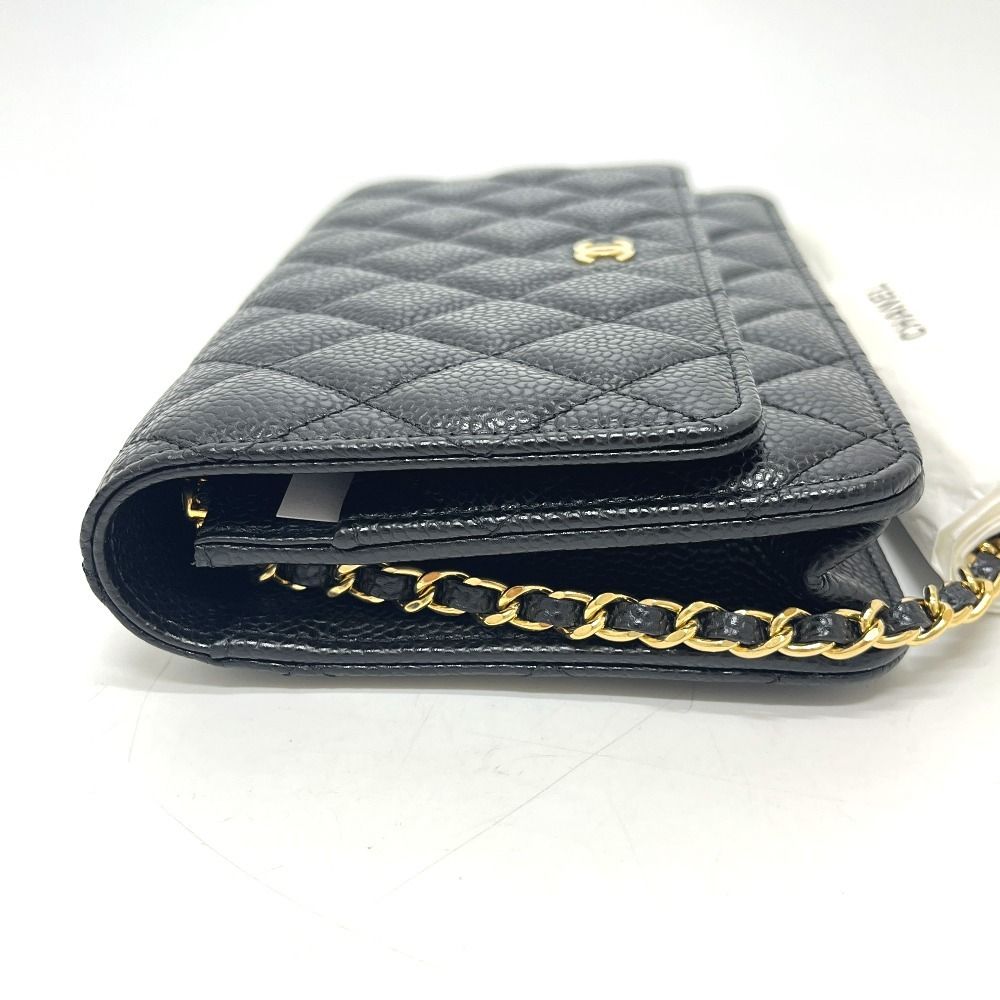 Chanel Shoulder Bag CC Logo Chain Wallet Caviar Leather Black — view 4