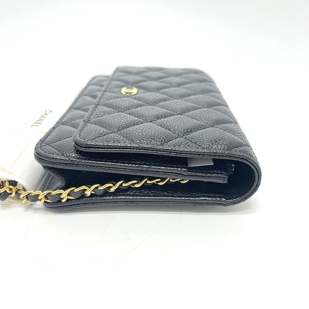 Chanel Shoulder Bag CC Logo Chain Wallet Caviar Leather Black — view 3